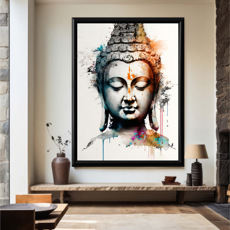 LuxuryStroke's Buddha Face Painting, Buddha Face Acrylic Paintingand Buddha Abstract Art - Contemporary Watercolour Buddha Painting