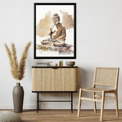 LuxuryStroke's Meditating Buddha Painting, Buddha Abstract Paintingand Buddha Paintings For Living Room - Contemporary Watercolour Buddha Painting