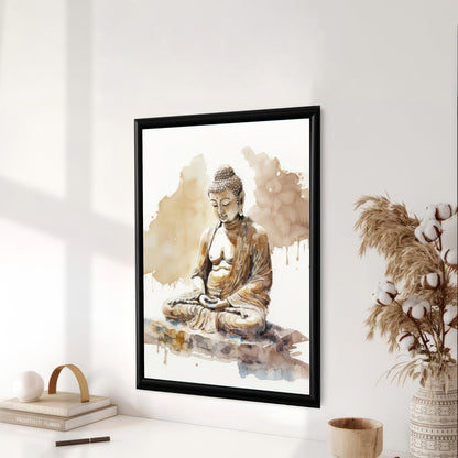 LuxuryStroke's Meditating Buddha Painting, Buddha Abstract Paintingand Buddha Paintings For Living Room - Contemporary Watercolour Buddha Painting