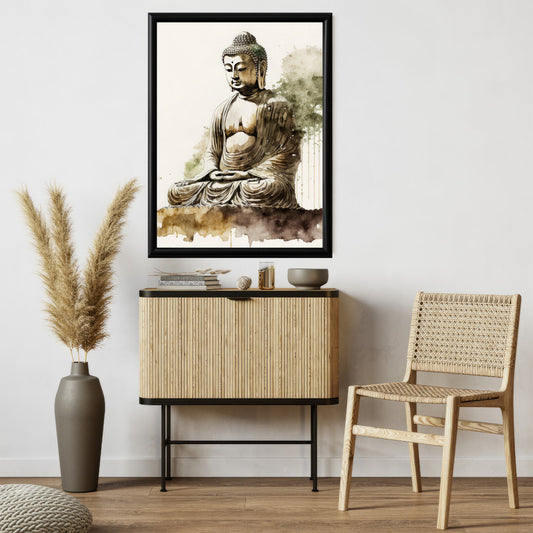 LuxuryStroke's Meditating Buddha Painting, Buddha Abstract Paintingand Buddha Paintings For Living Room - Contemporary Watercolour Buddha Painting