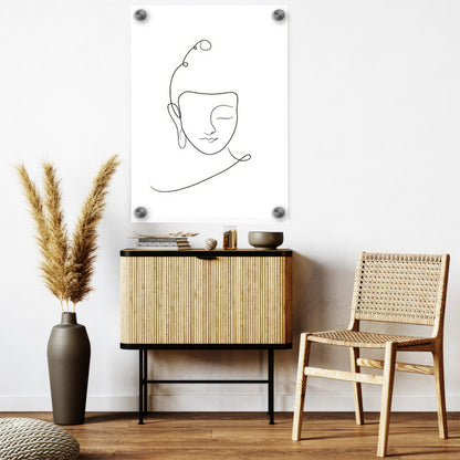 LuxuryStroke's Black And White Buddha Painting, Buddha Line Art Paintingand Buddha Face Painting - Contemporary Lineart Buddha Painting
