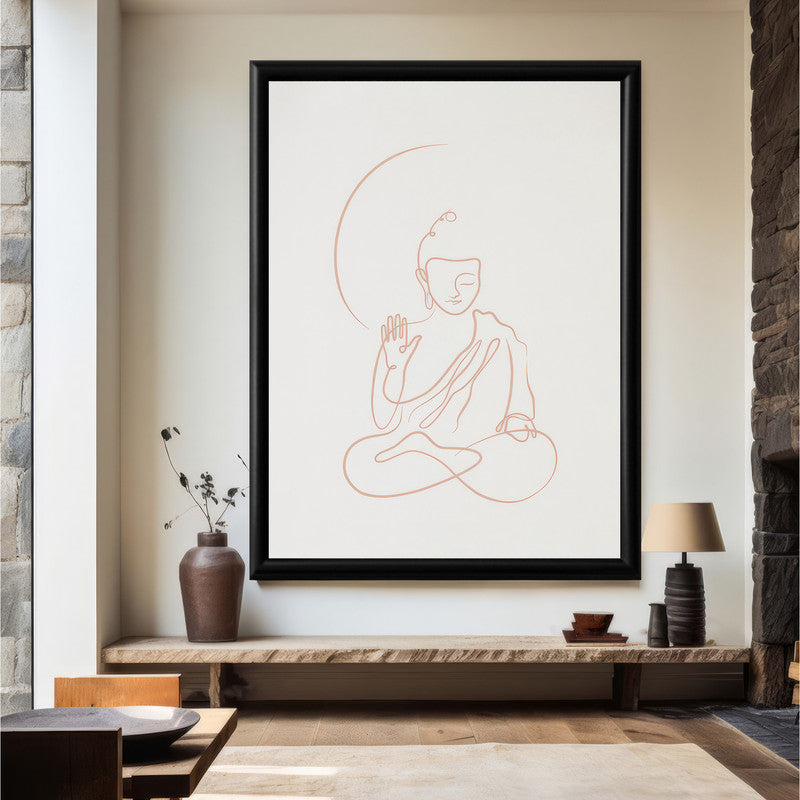 LuxuryStroke's Buddha Line Art Painting, Line Art Buddha Paintingand Buddha Face Painting - Contemporary Lineart Buddha Painting