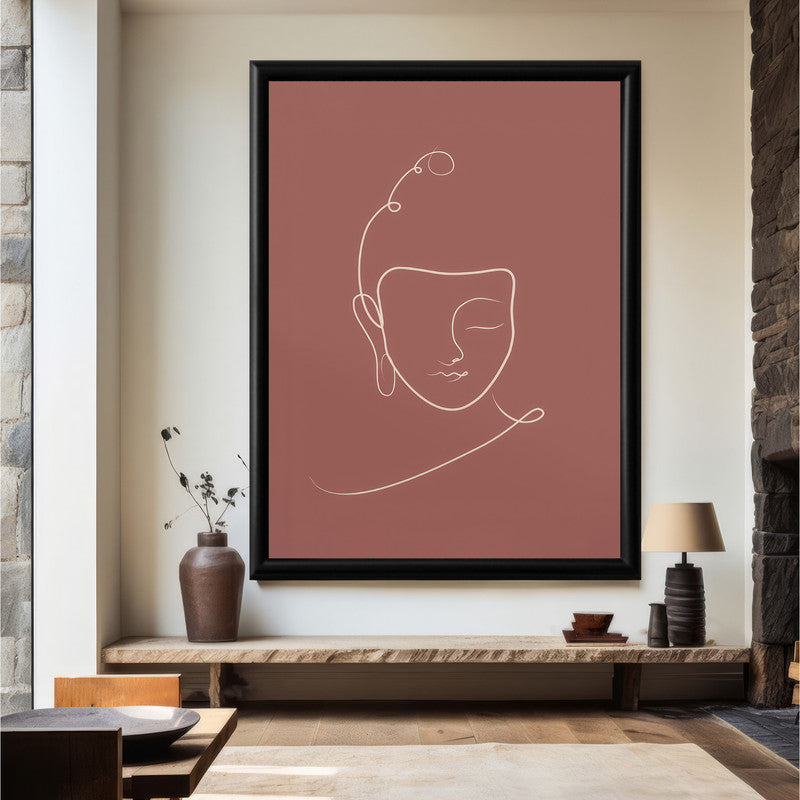 LuxuryStroke's Buddha Line Art Painting, Buddha Face Paintingand Abstract Buddha Painting - Contemporary Lineart Buddha Painting