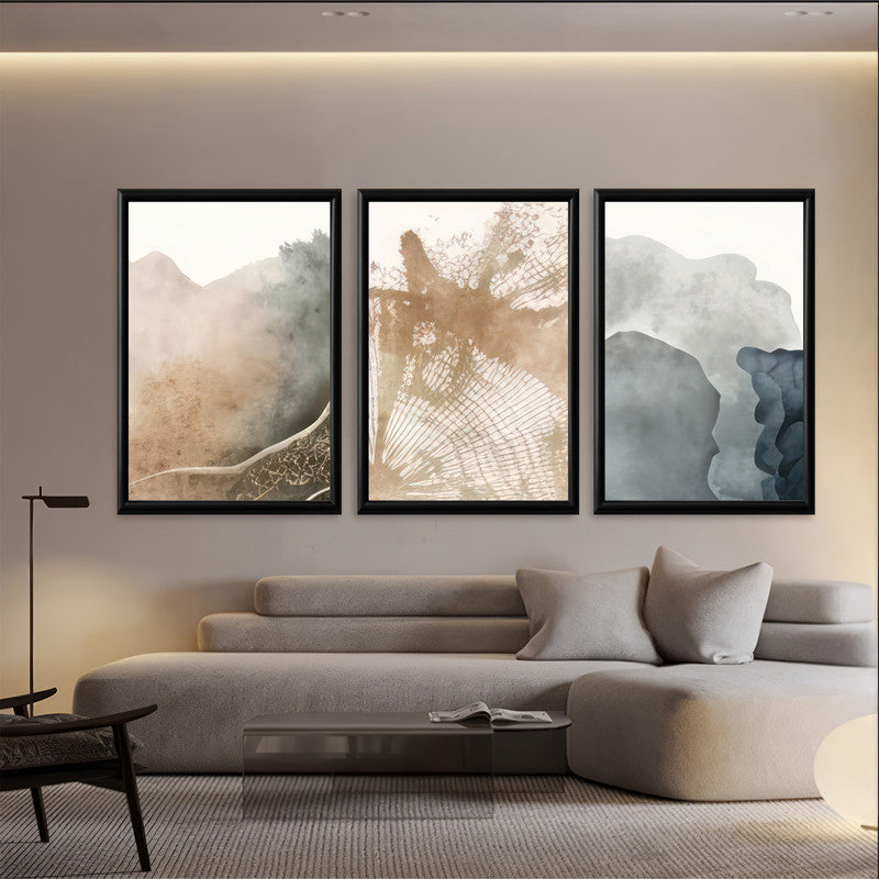 LuxuryStroke's Mountain Landscape Artwork, Abstract Acrylic Artworkand Abstract Acrylic Portrait - Abstract Art: Elevate Your Space With Set Of 3 Artful Pieces