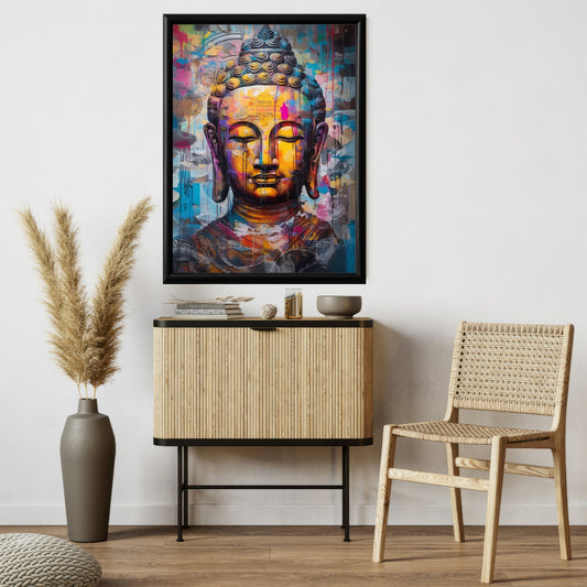 LuxuryStroke's Buddha Face Acrylic Painting, Buddha Face Paintingand Buddha Acrylic Painting - Contemporary Watercolour Buddha Painting