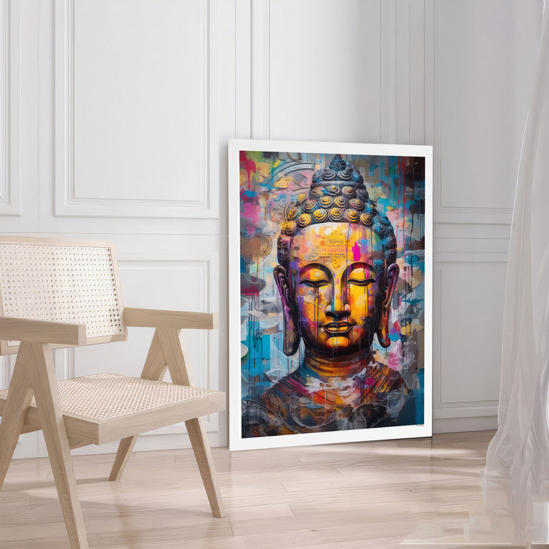LuxuryStroke's Buddha Face Acrylic Painting, Buddha Face Paintingand Buddha Acrylic Painting - Contemporary Watercolour Buddha Painting