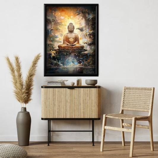 LuxuryStroke's Meditating Buddha Painting, Bhagwan Buddh Ki Paintingand Abstract Buddha Painting - Contemporary Buddha Painting