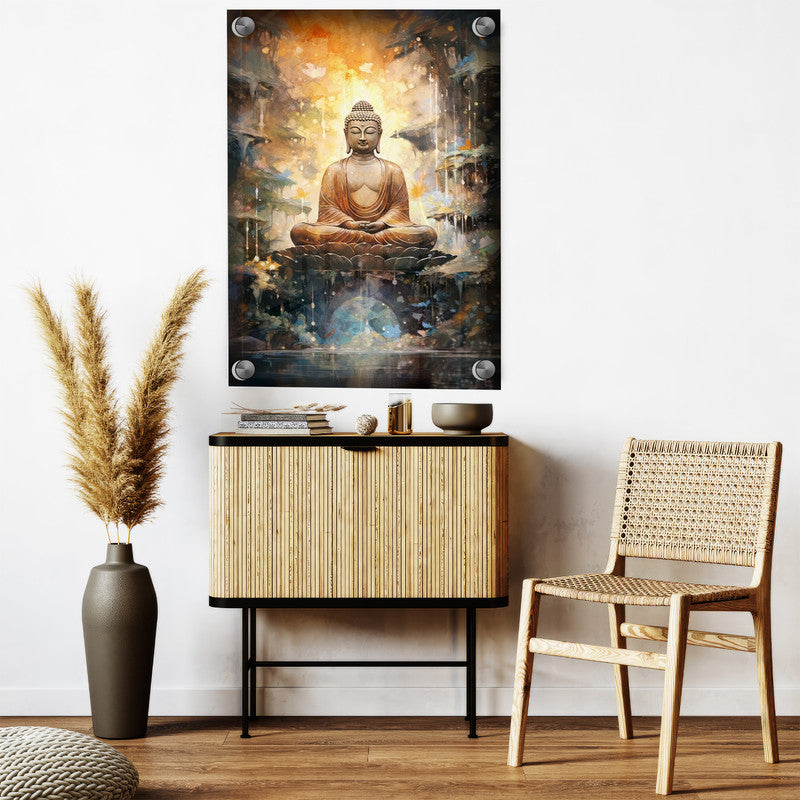 LuxuryStroke's Meditating Buddha Painting, Bhagwan Buddh Ki Paintingand Abstract Buddha Painting - Contemporary Buddha Painting