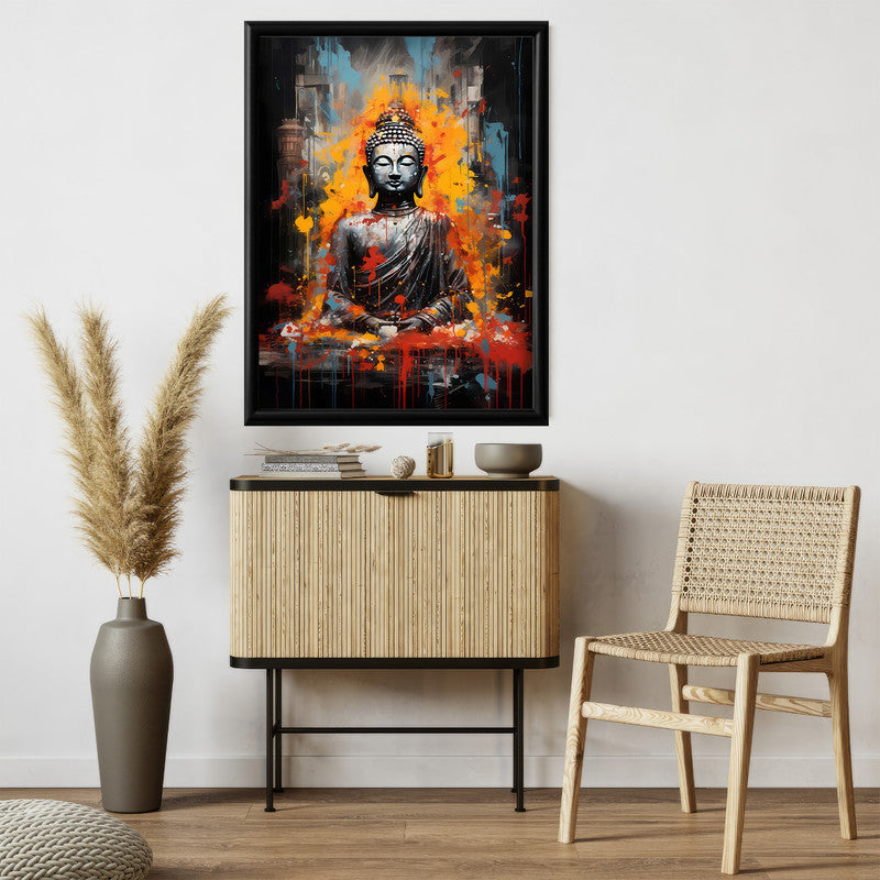 LuxuryStroke's Meditating Buddha Painting, Gautam Buddha Acrylic Paintingand Acrylic Buddha Painting - Contemporary Buddha Painting