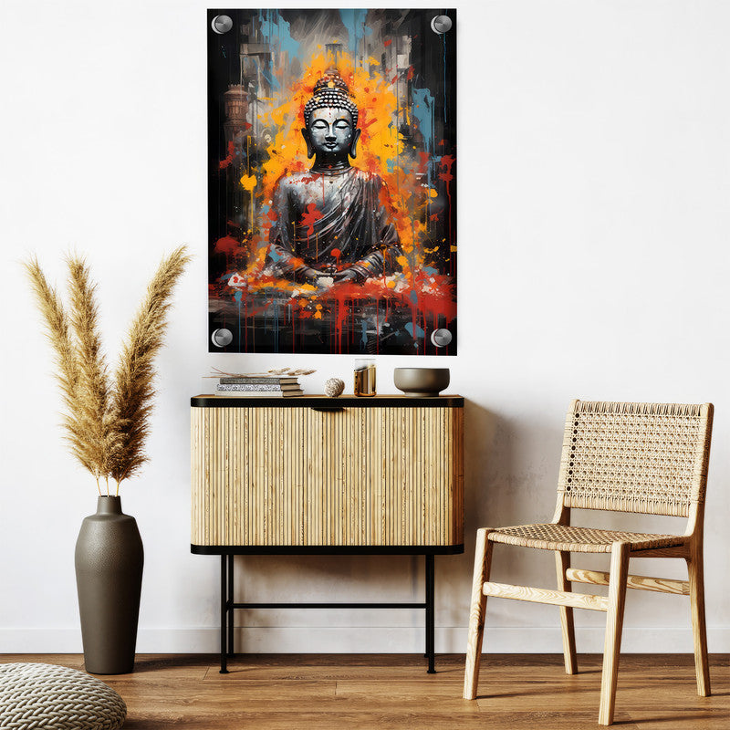LuxuryStroke's Meditating Buddha Painting, Gautam Buddha Acrylic Paintingand Acrylic Buddha Painting - Contemporary Buddha Painting