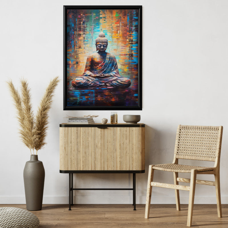 LuxuryStroke's Meditating Buddha Painting, Abstract Buddha Paintingand Buddha Paintings For Living Room - Contemporary Buddha Painting