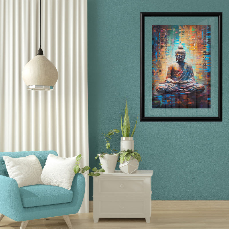 LuxuryStroke's Meditating Buddha Painting, Abstract Buddha Paintingand Buddha Paintings For Living Room - Contemporary Buddha Painting