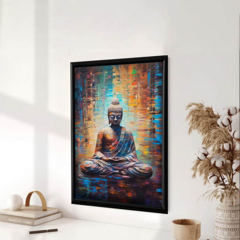 LuxuryStroke's Meditating Buddha Painting, Abstract Buddha Paintingand Buddha Paintings For Living Room - Contemporary Buddha Painting