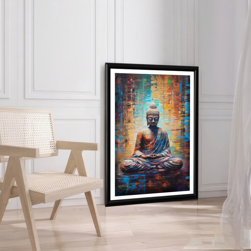 LuxuryStroke's Meditating Buddha Painting, Abstract Buddha Paintingand Buddha Paintings For Living Room - Contemporary Buddha Painting