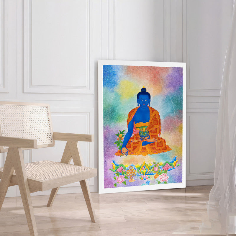 LuxuryStroke's Meditating Buddha Painting, Buddha Face Paintingand Buddha Abstract Art - Medicine Buddha Painting