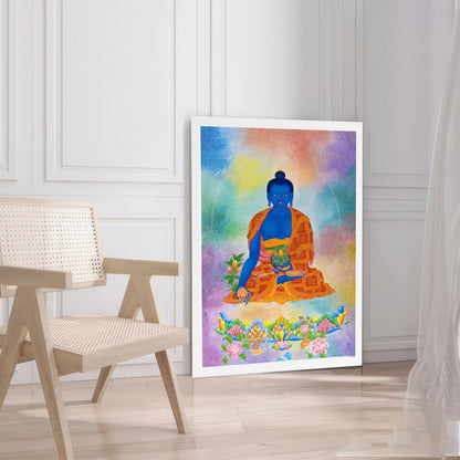 LuxuryStroke's Meditating Buddha Painting, Buddha Face Paintingand Buddha Abstract Art - Medicine Buddha Painting