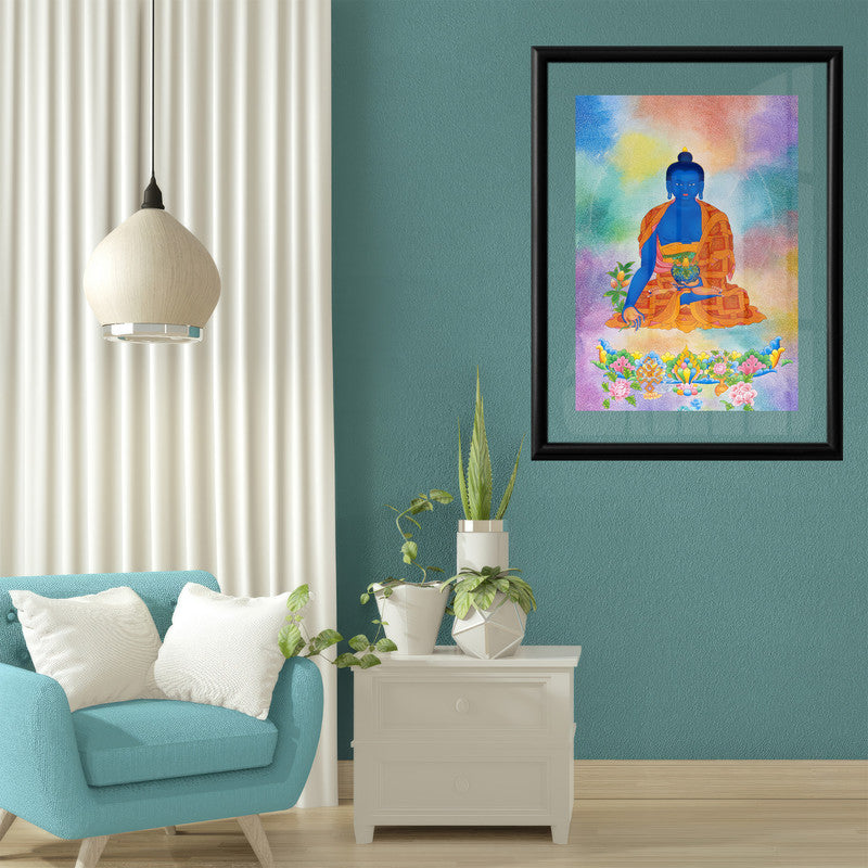 LuxuryStroke's Meditating Buddha Painting, Buddha Face Paintingand Buddha Abstract Art - Medicine Buddha Painting