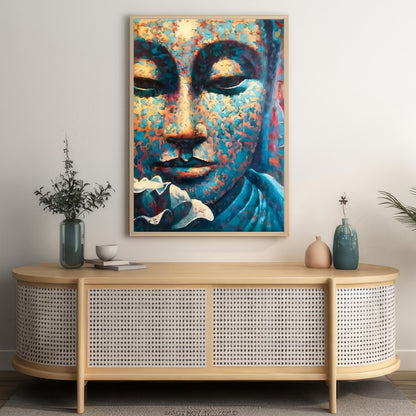 LuxuryStroke's Buddha Face Acrylic Painting, Buddha Face Paintingand Buddha Paintings For Living Room - Contemporary Buddha Painting