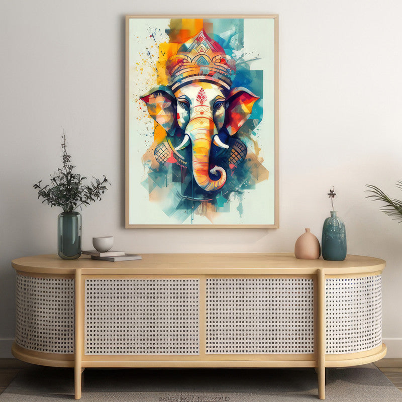 LuxuryStroke's Ganesh Modern Art, Ganpati Acrylic Paintingand Creative Ganesha Painting - Contemporary Ganesha Painting