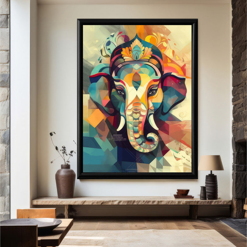 LuxuryStroke's Ganesh Modern Art, Ganpati Acrylic Paintingand Creative Ganesha Painting - Contemporary Ganesha Painting