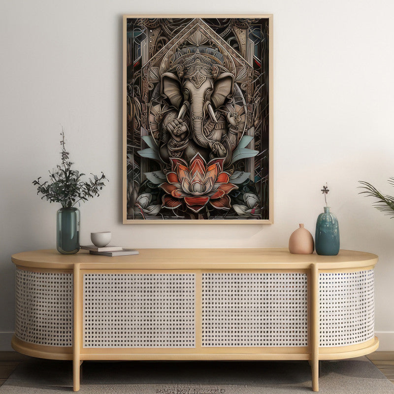 LuxuryStroke's Ganpati Acrylic Painting, Ganesh Modern Artand Acrylic Ganesha Painting - Contemporary Ganesha Painting