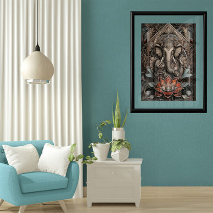 LuxuryStroke's Ganpati Acrylic Painting, Ganesh Modern Artand Acrylic Ganesha Painting - Contemporary Ganesha Painting