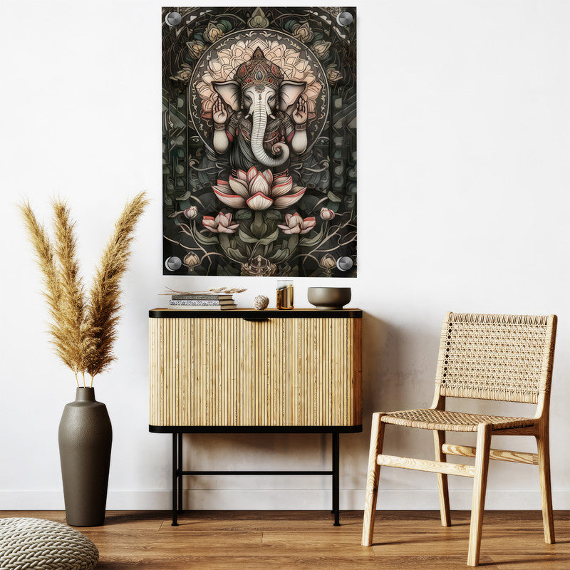 LuxuryStroke's Creative Ganesha Painting, Ganesh Modern Artand Ganpati Acrylic Painting - Contemporary Ganesha Painting