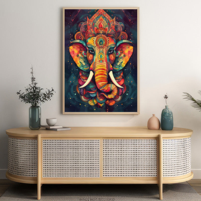 LuxuryStroke's Ganesh Modern Art, Ganpati Acrylic Paintingand Creative Ganesha Painting - Contemporary Ganesha Painting