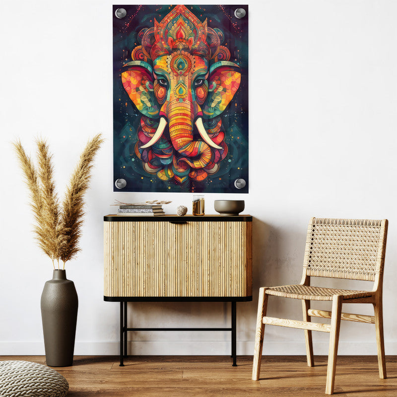 LuxuryStroke's Ganesh Modern Art, Ganpati Acrylic Paintingand Creative Ganesha Painting - Contemporary Ganesha Painting