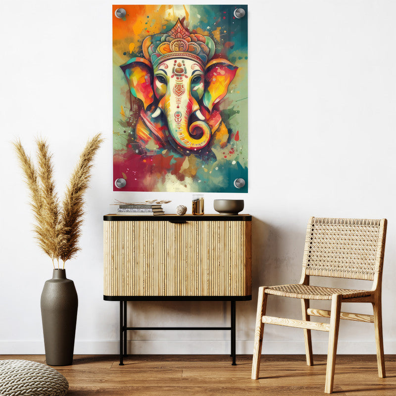 LuxuryStroke's Ganesh Modern Art, Ganpati Acrylic Paintingand Creative Ganesha Painting - Contemporary Ganesha Painting