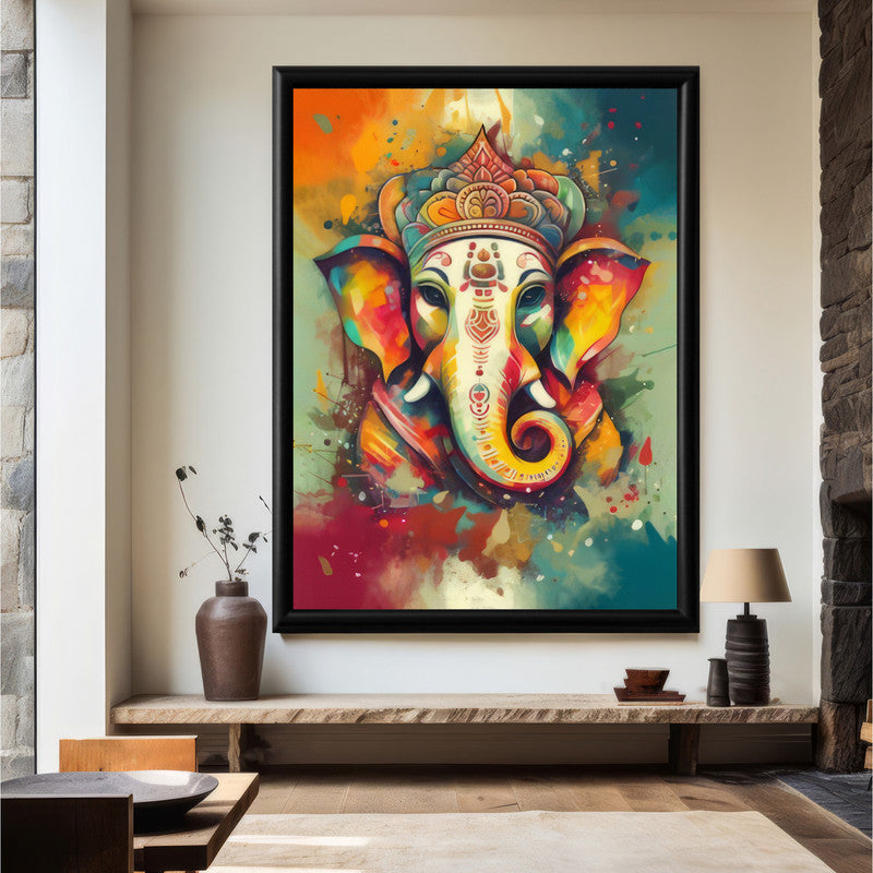 LuxuryStroke's Ganesh Modern Art, Ganpati Acrylic Paintingand Creative Ganesha Painting - Contemporary Ganesha Painting