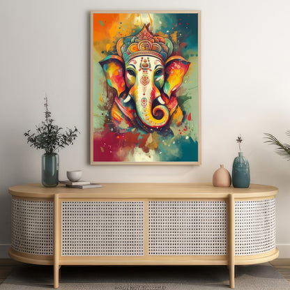 LuxuryStroke's Ganesh Modern Art, Ganpati Acrylic Paintingand Creative Ganesha Painting - Contemporary Ganesha Painting