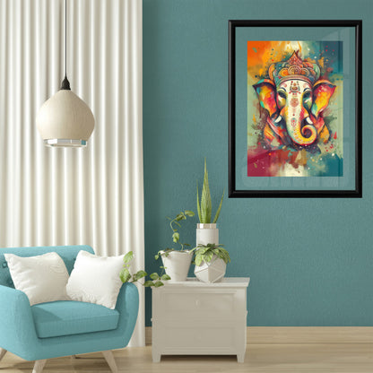 LuxuryStroke's Ganesh Modern Art, Ganpati Acrylic Paintingand Creative Ganesha Painting - Contemporary Ganesha Painting