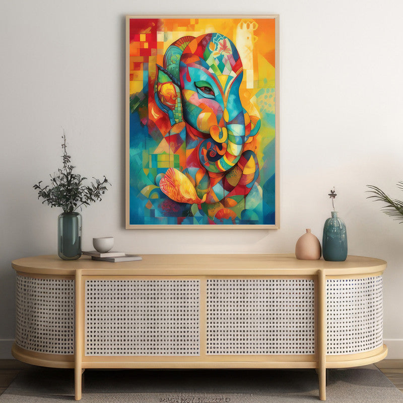 LuxuryStroke's Ganesh Modern Art, Ganpati Acrylic Paintingand Creative Ganesha Painting - Contemporary Ganesha Painting