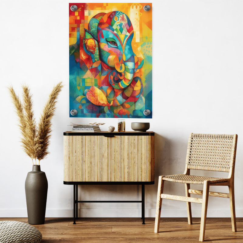 LuxuryStroke's Ganesh Modern Art, Ganpati Acrylic Paintingand Creative Ganesha Painting - Contemporary Ganesha Painting