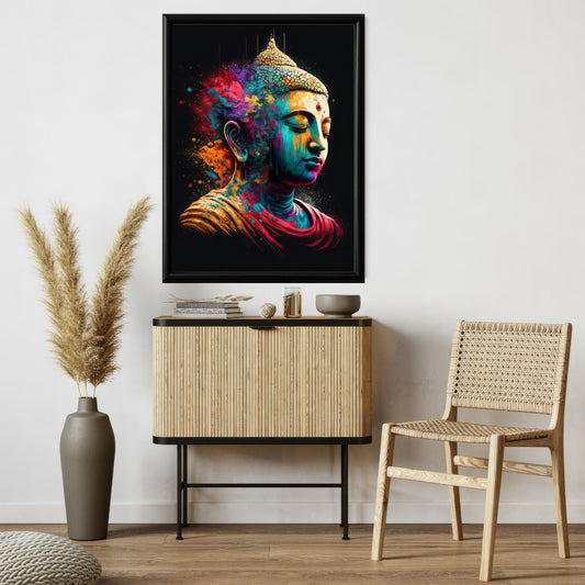 LuxuryStroke's Abstract Painting Buddha, Abstract Buddha Paintingand Buddha Acrylic Painting - Buddha's Radiant Aura: Spiritual Art In A Kaleidoscope Of Colors