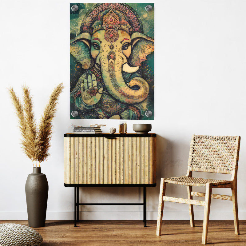 LuxuryStroke's Acrylic Ganesha Painting, Creative Ganesha Paintingand Ganesh Modern Art - Contemporary Ganesha Painting