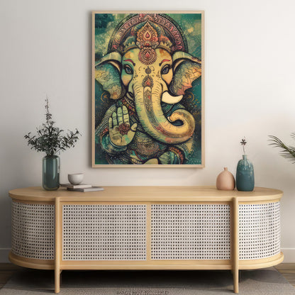 LuxuryStroke's Acrylic Ganesha Painting, Creative Ganesha Paintingand Ganesh Modern Art - Contemporary Ganesha Painting