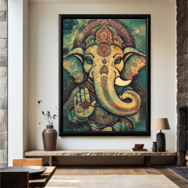 LuxuryStroke's Acrylic Ganesha Painting, Creative Ganesha Paintingand Ganesh Modern Art - Contemporary Ganesha Painting