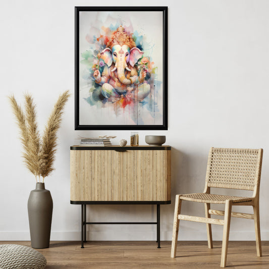 LuxuryStroke's Acrylic Ganesha Painting, Ganpati Artworkand Creative Ganesha Painting - Contemporary Blessing Lord Ganesha Painting