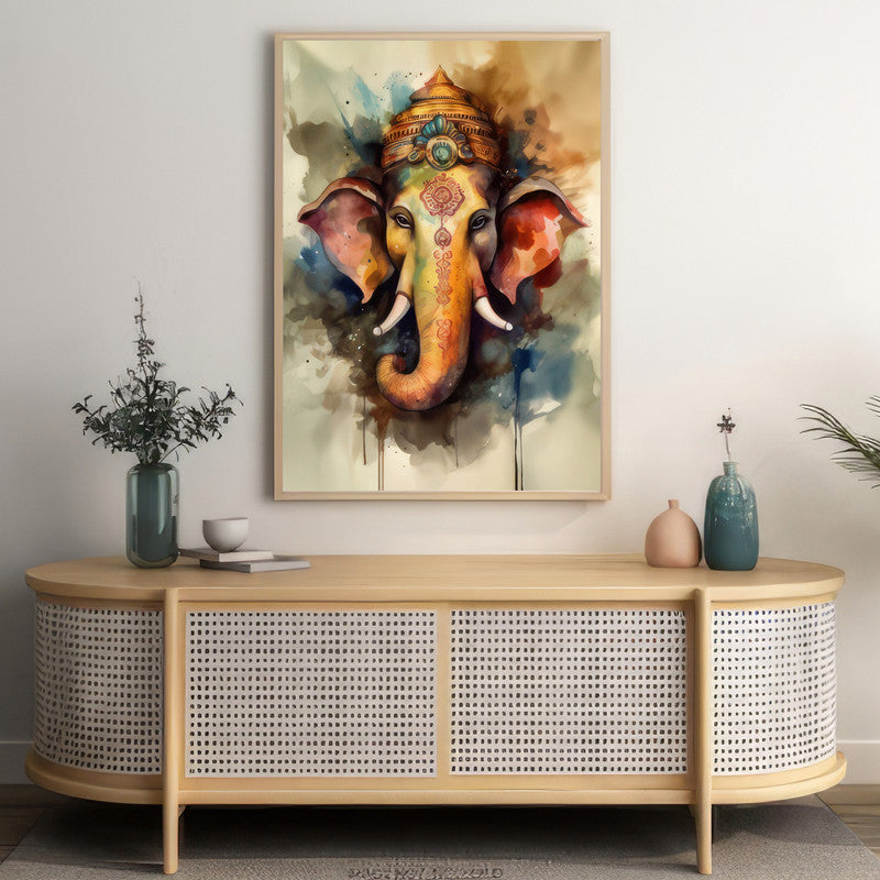 LuxuryStroke's Creative Ganesha Painting, Acrylic Ganesha Paintingand Ganpati Artwork - Contemporary Lord Ganesha Painting