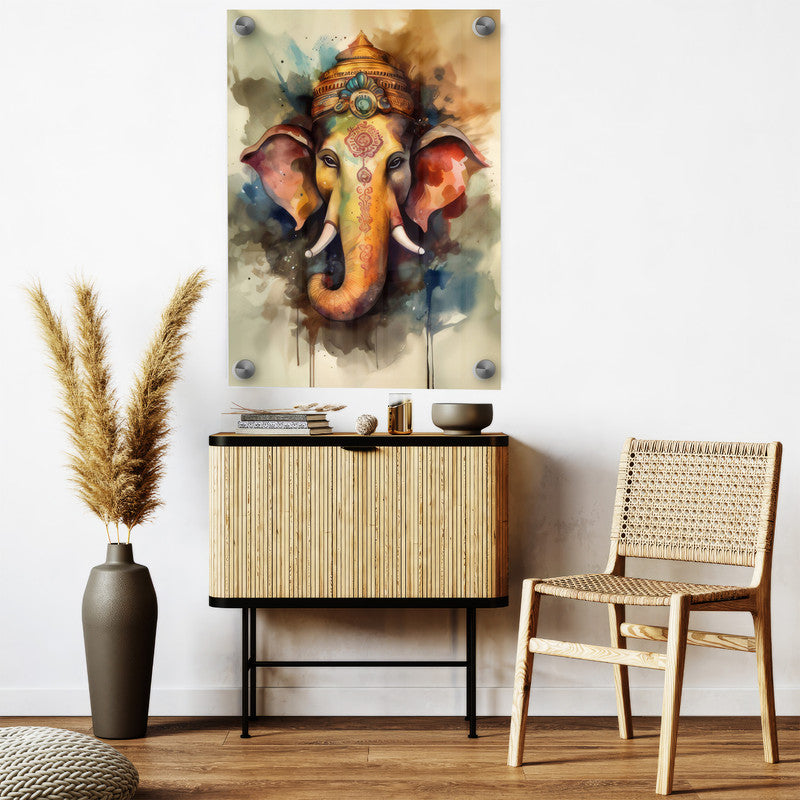 LuxuryStroke's Creative Ganesha Painting, Acrylic Ganesha Paintingand Ganpati Artwork - Contemporary Lord Ganesha Painting