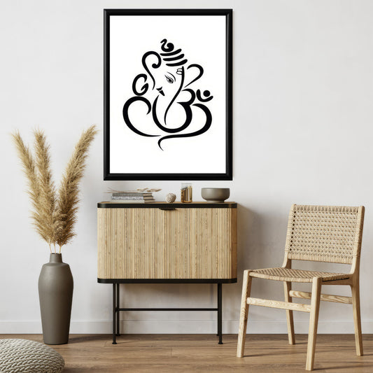 LuxuryStroke's Abstract Ganesha Doodle Art, Ganesh Line Artand Ganeshji Line Art - Contemporary Elegant Lord Ganesha Painting