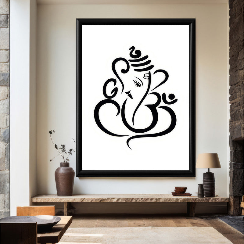 LuxuryStroke's Abstract Ganesha Doodle Art, Ganesh Line Artand Ganeshji Line Art - Contemporary Elegant Lord Ganesha Painting