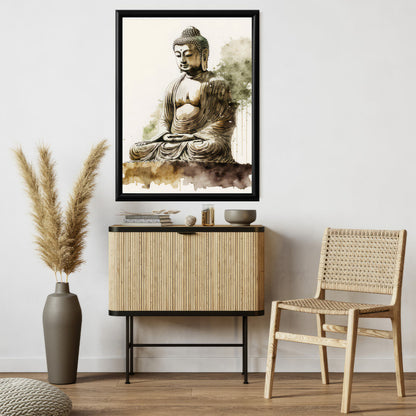 LuxuryStroke's Meditating Buddha Painting, Buddha Abstract Artand Buddha Acrylic Painting - Buddha's Enlightened Serenity: Spiritual Artistry