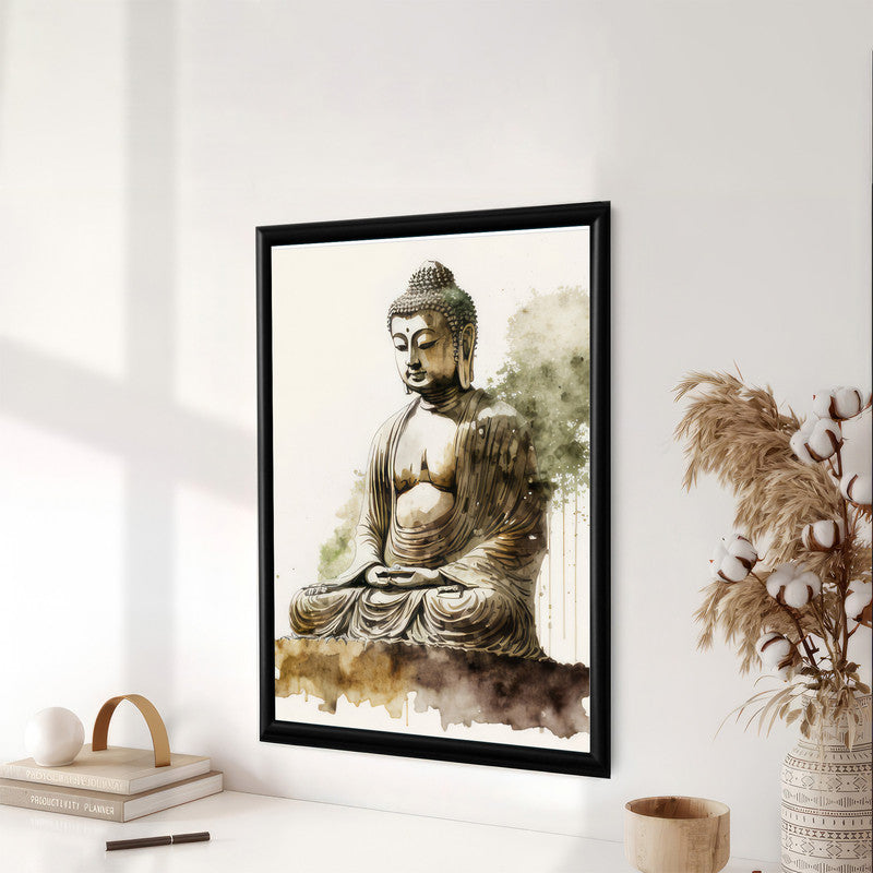 LuxuryStroke's Meditating Buddha Painting, Buddha Abstract Artand Buddha Acrylic Painting - Buddha's Enlightened Serenity: Spiritual Artistry