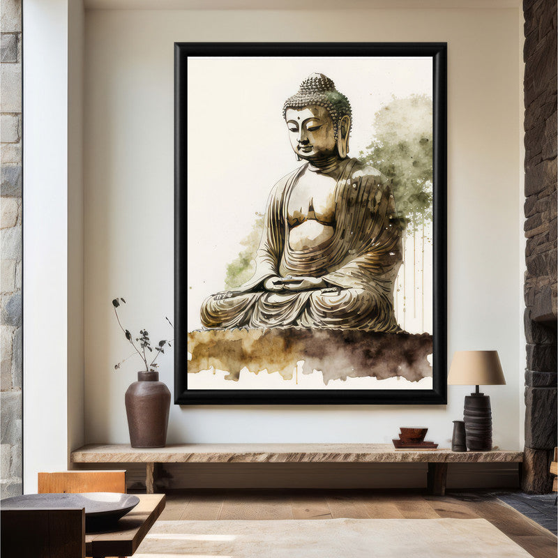 LuxuryStroke's Meditating Buddha Painting, Buddha Abstract Artand Buddha Acrylic Painting - Buddha's Enlightened Serenity: Spiritual Artistry