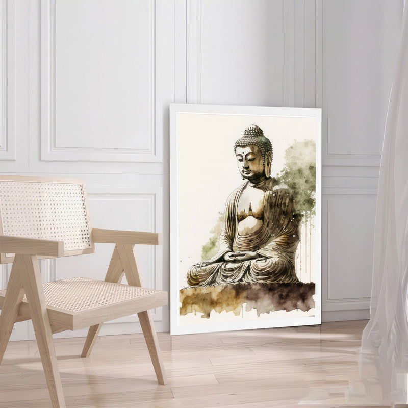 LuxuryStroke's Meditating Buddha Painting, Buddha Abstract Artand Buddha Acrylic Painting - Buddha's Enlightened Serenity: Spiritual Artistry