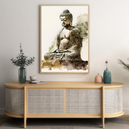 LuxuryStroke's Meditating Buddha Painting, Buddha Abstract Artand Buddha Acrylic Painting - Buddha's Enlightened Serenity: Spiritual Artistry