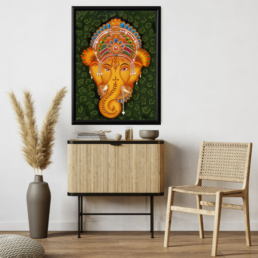 LuxuryStroke's Creative Ganesha Painting, Ganpati Artworkand Acrylic Ganesha Painting - Contemporary Lord Ganesha Kerala Mural Style Art Painting